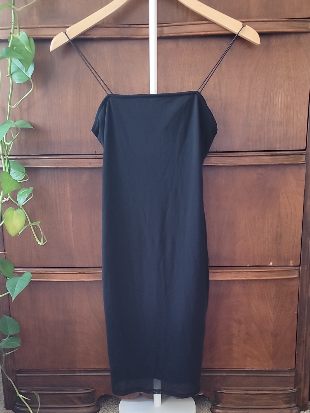 NWT Forever 21 Mesh Y2K Black Flattering Body Con Contour Mini Cami Slip Dress.